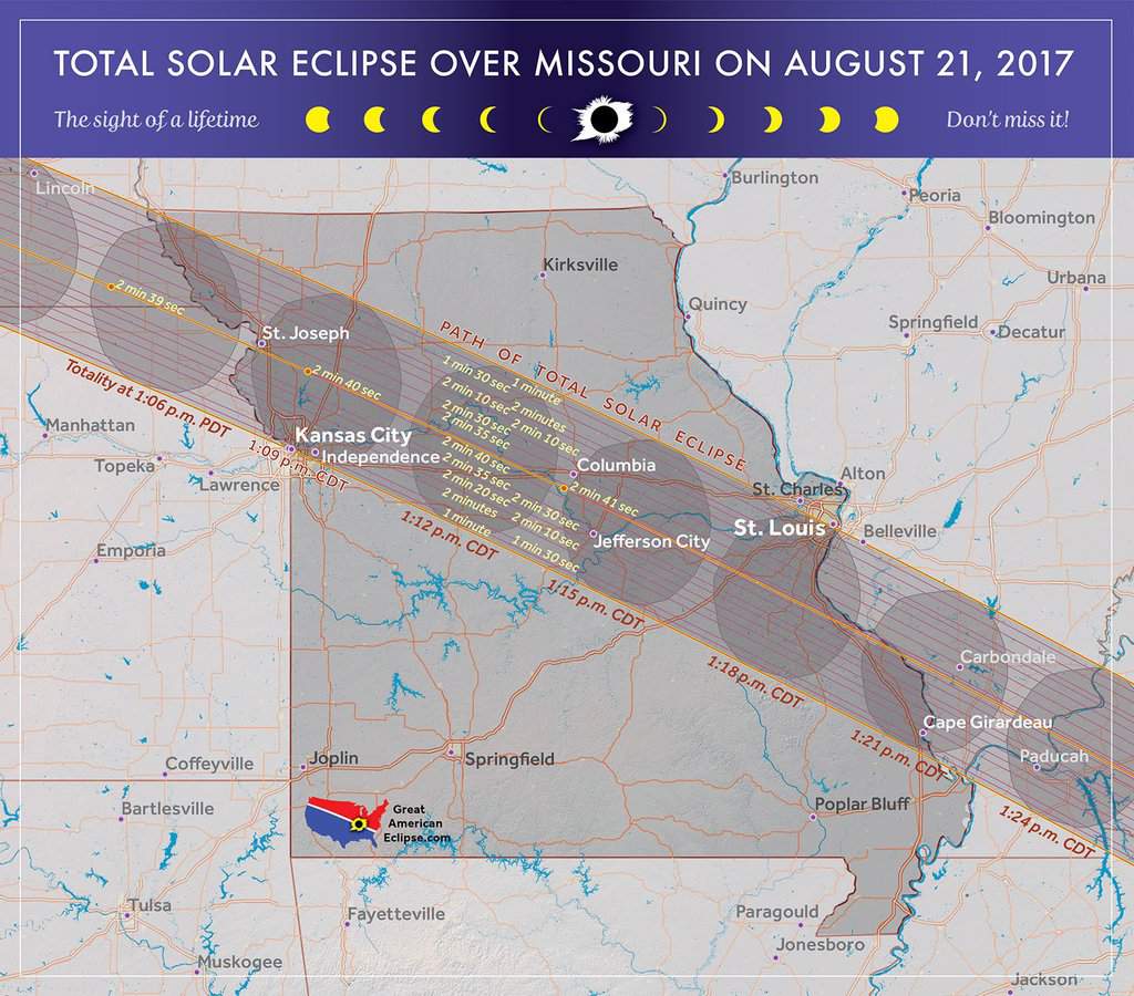 2017 Solar Eclipse Map Missouri Bismark Map